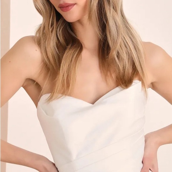 Lifetime of Love White Satin Strapless A-Line Gown Sz White #0306 - Picture 6 of 9